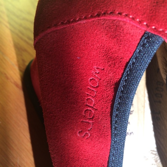 Red Suede Wonders Wedge Heels - Picture 5 of 7
